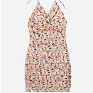 SHEIN Floral Halter Backless Summer Mini Dress